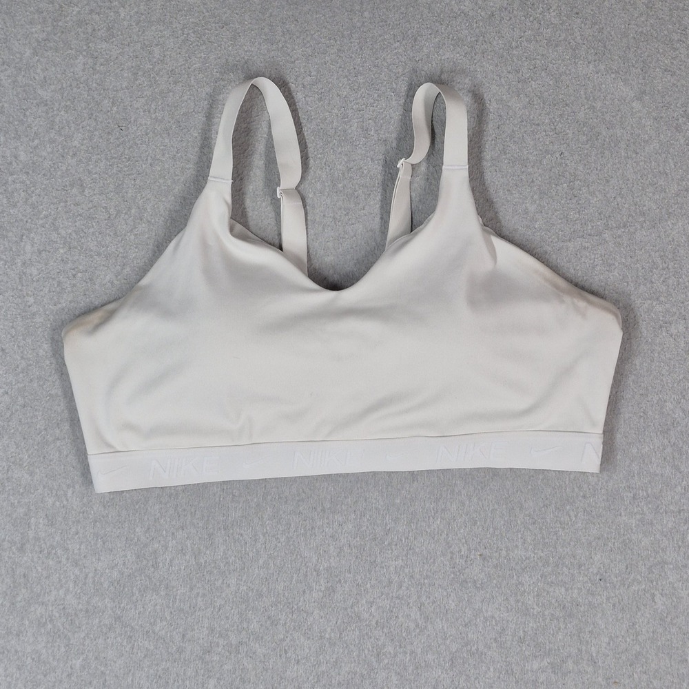 Nike Women Sports Bra 2XL White Indy Wireless Mesh Strap Adjustable READ